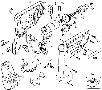 Exploded Diagram A Diagram and Parts List for 9052KC-04 Type 1 Black and Decker Cordless Drill
